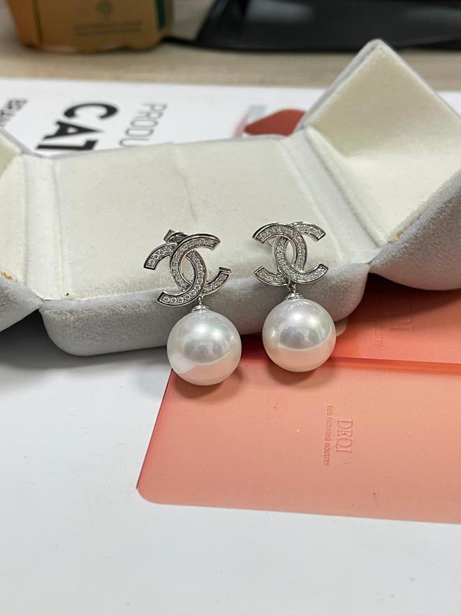 制9K白金14mm珍珠莫桑钻耳钉开元ky棋牌春夏闪耀新宠：来图定(图3)